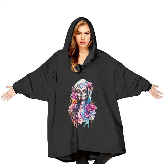Santa Muerte Saint Mexican Folklore Dead Skull Blanket Hoodies