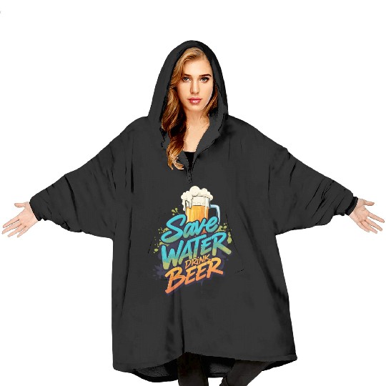 Save Water, Drink Beer - Funny Drinking Motto Blanket Hoodies