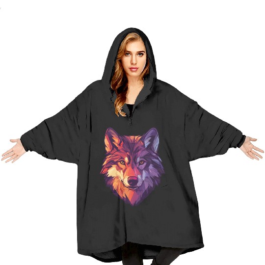 Floral Wolf Vintage Flowers Wolf Face for Wolves Blanket Hoodies