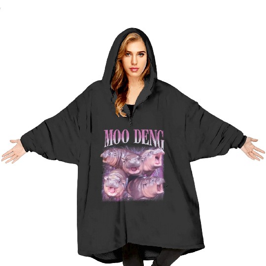 I Love Moo Deng Bootleg I love you Bouncy Pig Blanket Hoodies