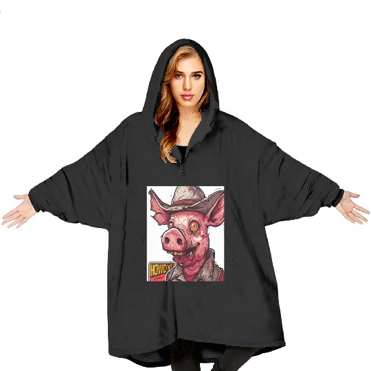 hillbilly redneck zombie cowboy pig Blanket Hoodies