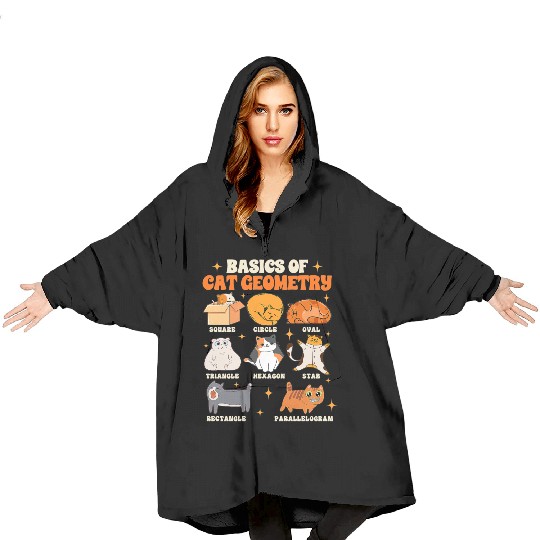 Math Teacher Life Teaching Basics Of Cat Geometry Blanket Hoodies