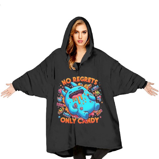 Disneyland Stitch Halloween No Regrets Only Candy Blanket Hoodies