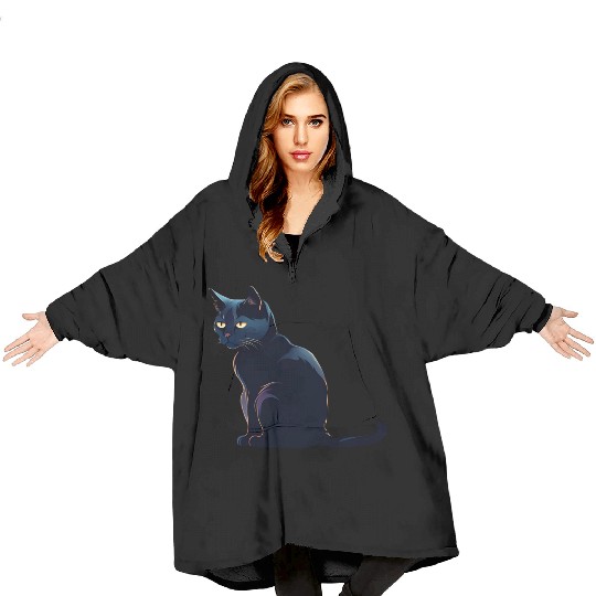 A Black Cat Blanket Hoodies