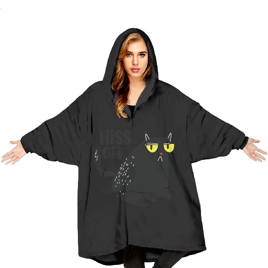 hiss off cat Blanket Hoodies