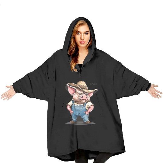 Hillbilly Pig Farmer – Redneck Village Life Blanket Hoodies