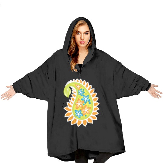 Vibrant Floral Paisley Pattern Blanket Hoodies