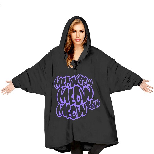 Many Funny Meow Cat Meow Comic Letters Text Quote Blanket Hoodies