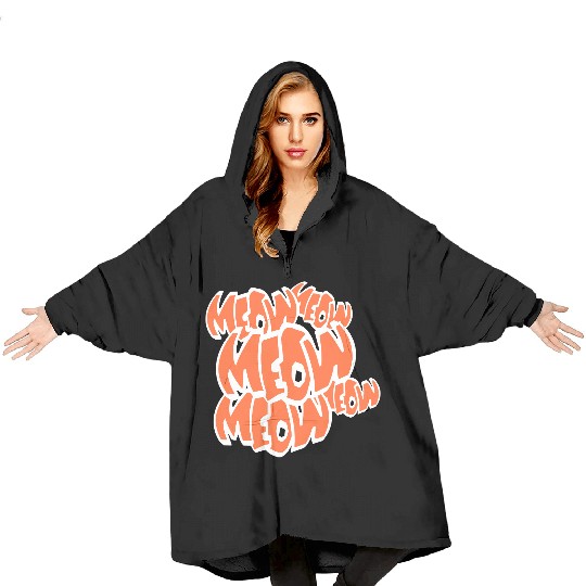 Many Funny Meow Cat Meow Comic Letters Text Quote Blanket Hoodies