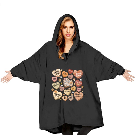 fall candy hearts Blanket Hoodies