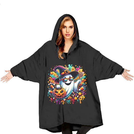 Ghost Halloween Blanket Hoodies, Halloween Blanket Hoodies