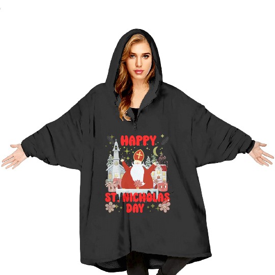 Happy saint Nicholas dayretro logo Blanket Hoodies
