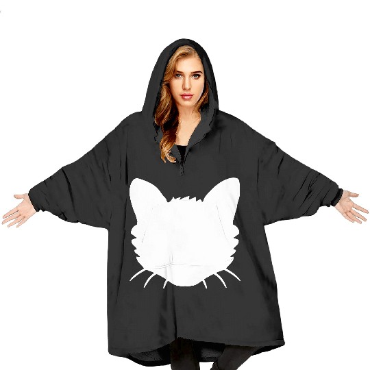 Cat Face Silhouette Kitten Head Outline Outline Blanket Hoodies