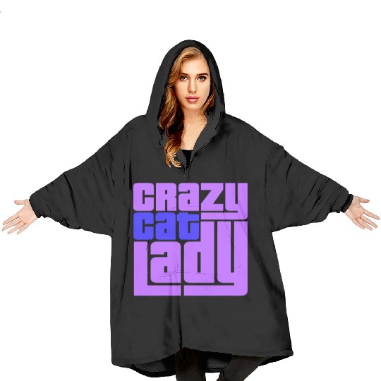 Crazy Cat Lady Text Love Saying Quote Weird Woman Blanket Hoodies