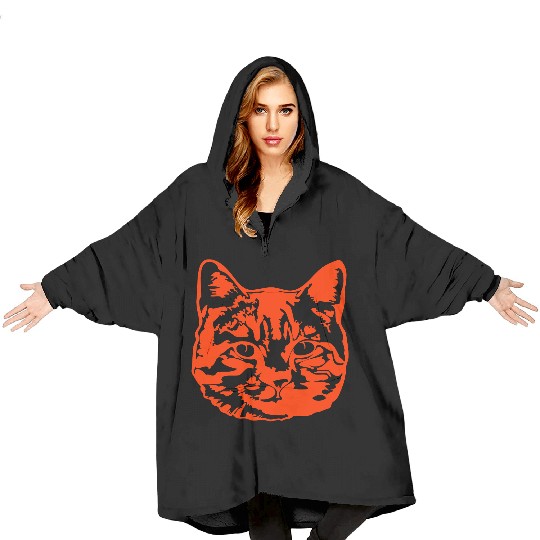 Cool Pretty Cat Head Realistic Looking Face Design Blanket Hoodies