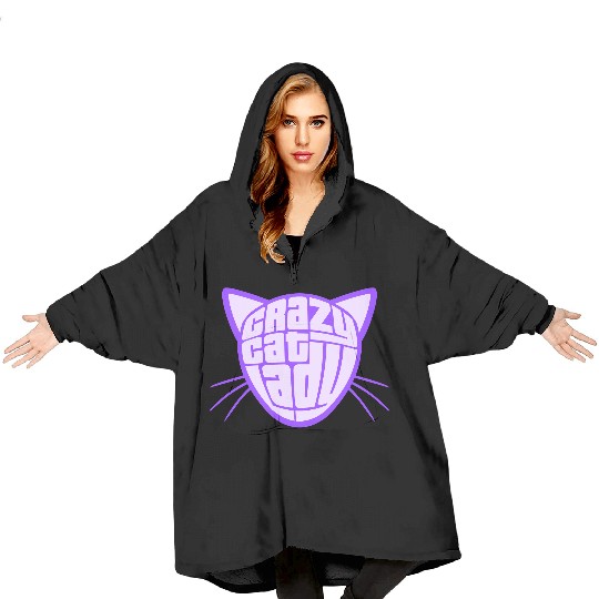 Crazy Cat Lady Text Love Saying Quote Weird Woman Blanket Hoodies
