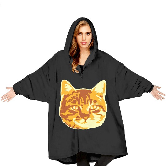 Cool Pretty Cat Head Realistic Looking Face Design Blanket Hoodies