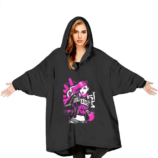 Urban Punk Street Art with Neon Pink Accents Blanket Hoodies