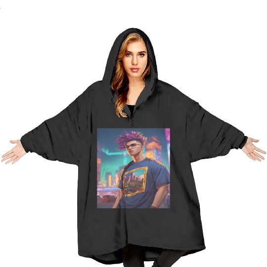 Edgy Cyberpunk Blanket Hoodies with Neon Vibes"