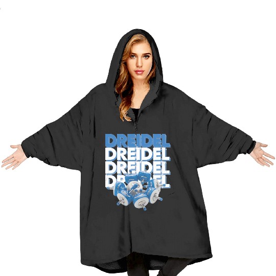 Spinning Dreidels Hanukkah Fun Blanket Hoodies
