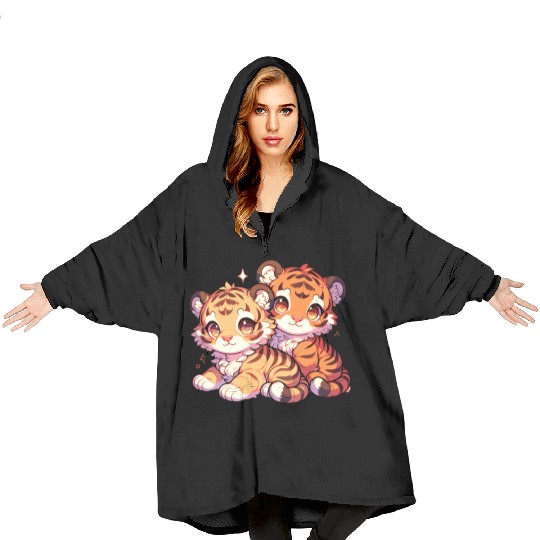 Adorable Baby Tiger Cubs Artwork - Cute and Blanket Hoodies