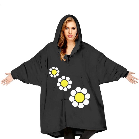3 White Daisies Flowers Spring Summer Pretty Blanket Hoodies