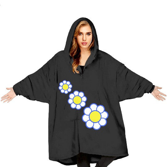 3 White Daisies Flowers Spring Summer Pretty Blanket Hoodies