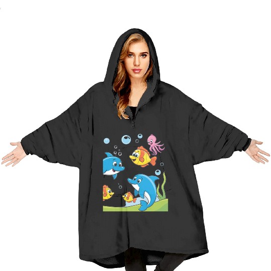 Dolphins and Friends Blanket Hoodies