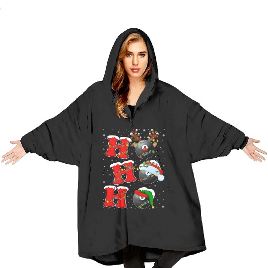 Ho Ho Ho Billiards Santa Christmas Blanket Hoodies