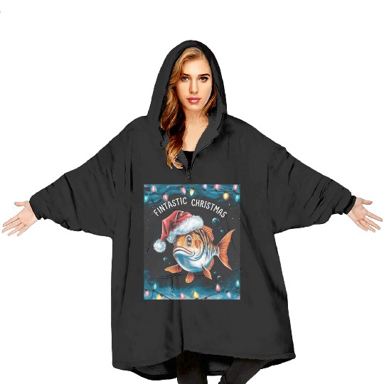 Fintastic Christmas Fish xmas holiday christmass Blanket Hoodies
