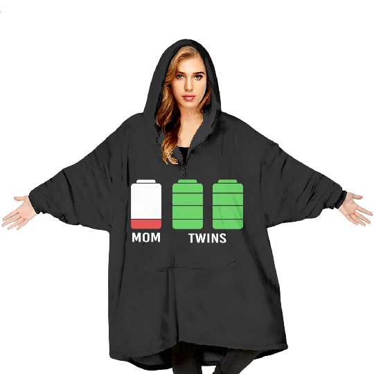 Funny Birthday Mama Twin Mom Low Battery Blanket Hoodies