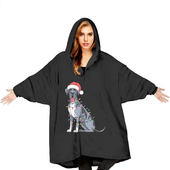 Great Dane Christmas Lights Xmas Dogs Gifts Blanket Hoodies