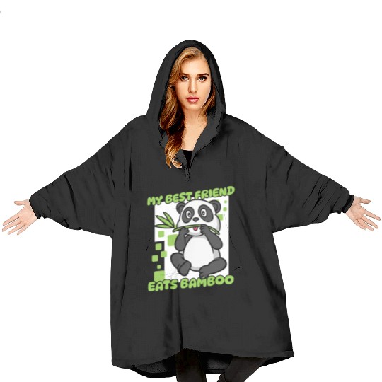 My Best Friend Eats Bamboo Panda Bear Friend Blanket Hoodies