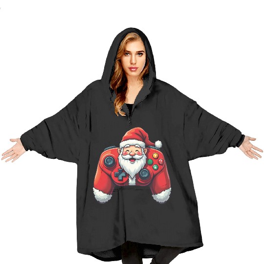 Christmas Santa Gaming Controller Kids Boys Girl Blanket Hoodies