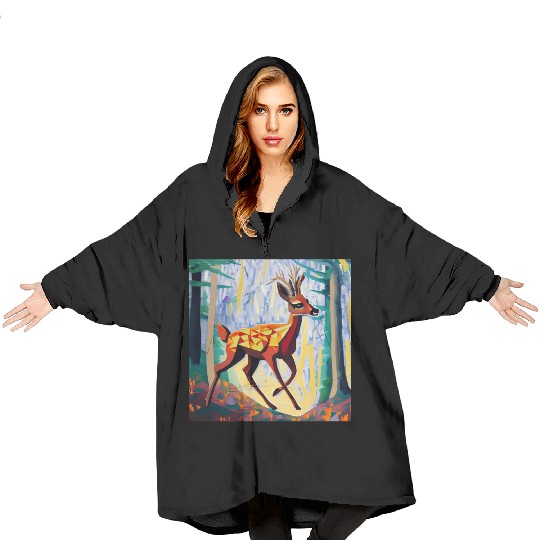 Walking in the forest Blanket Hoodies