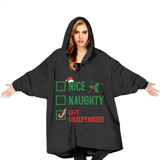 Left Unsupervised Christmas Checklist Blanket Hoodies