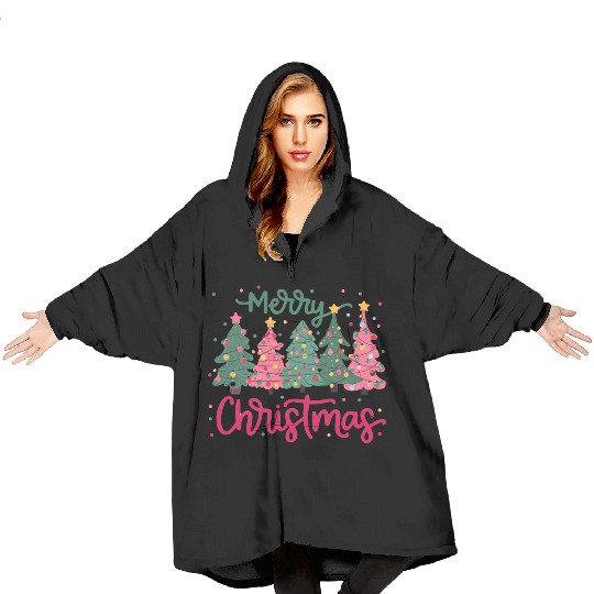 Merry Christmas, Christmas Tree Blanket Hoodies