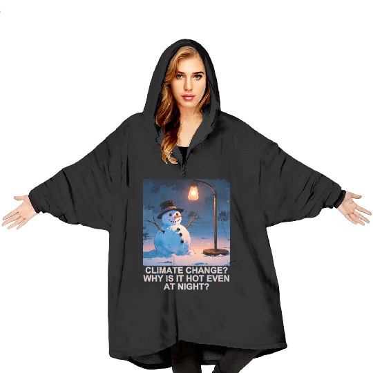 Frosty Snowman Under Street Lights Christmas Blanket Hoodies