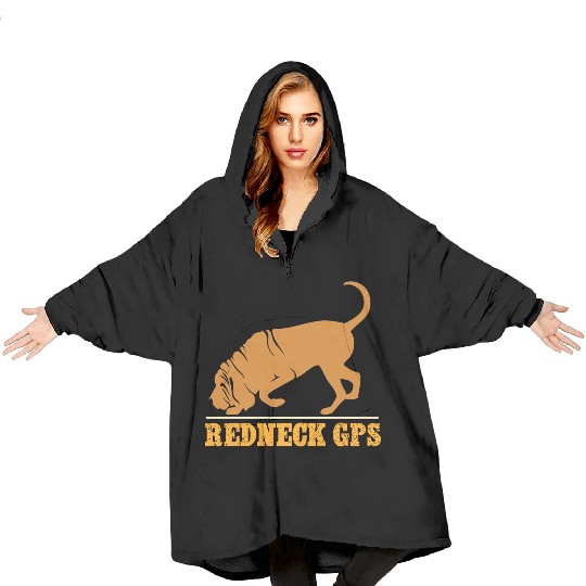 Redneck GPS | Funny Bloodhound | NickerStickers® Blanket Hoodies