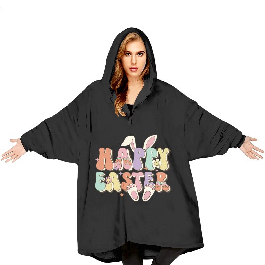 Happy Easter Bunny, Easter Day Blanket Hoodies