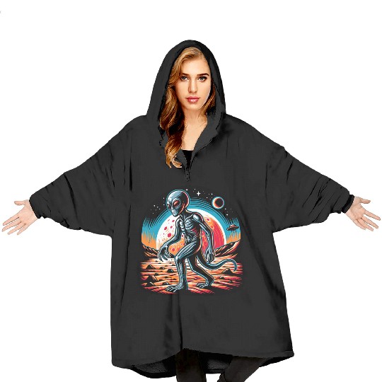 Alien on Mars Blanket Hoodies