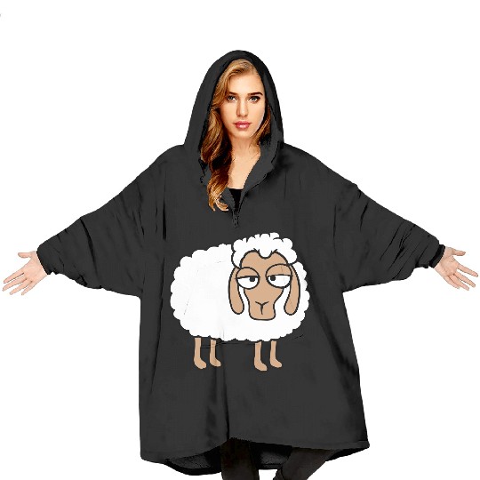 Sheep Tired Bored Look Little Sweet Lamb Bad Mood Blanket Hoodies