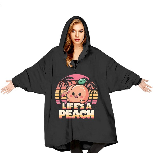 Life's a Peach | Cute Peach Design Blanket Hoodies