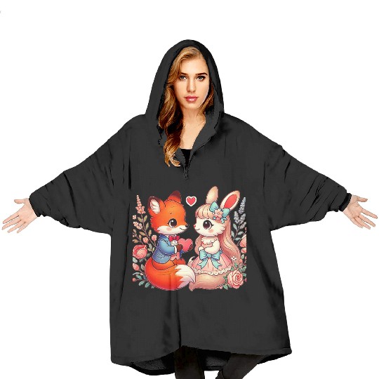 Beautiful couple heartvalentine's day design Blanket Hoodies