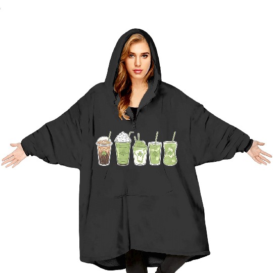 Coffee Latte Green Cute Irish St Patrick's Day Blanket Hoodies