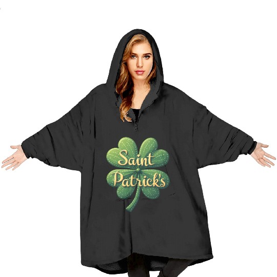 Saint Patrick’s Day Four-Leaf Charm Blanket Hoodies