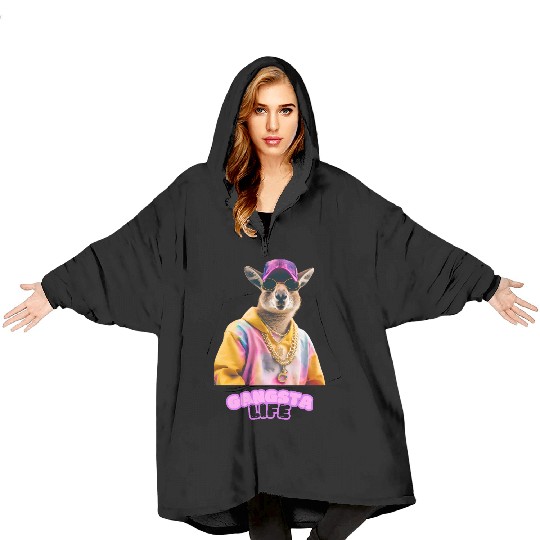 Gangsta life kangaroo Blanket Hoodies