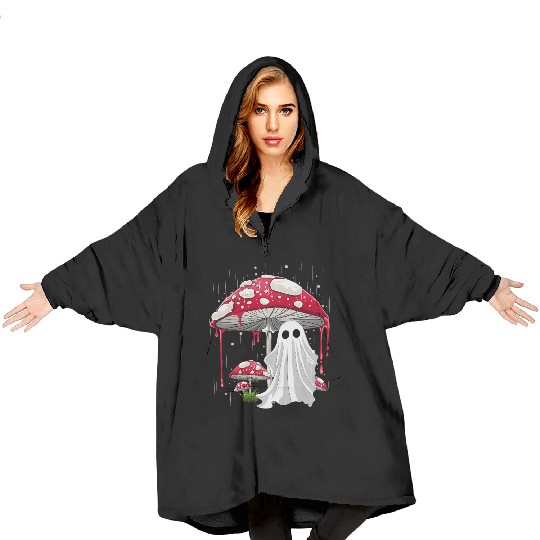 Cottagecore Halloween Ghost Mushroom Spooky Blanket Hoodies