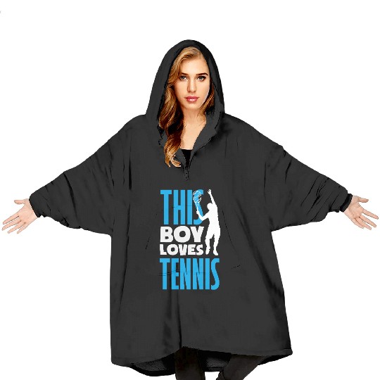 This Boy Loves Tennis Graphic Design Blanket Hoodies