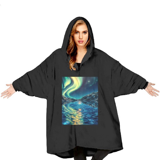 Crystal Lake of Aurora Blanket Hoodies